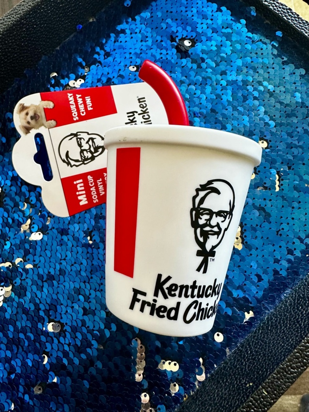 KFC Mini Soda Cup Squeaky Vinyl Dog Toy NWT